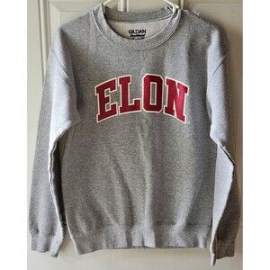 Vtg  Elon College Sweatshirt Mens Sz Small Crew Neck Gray